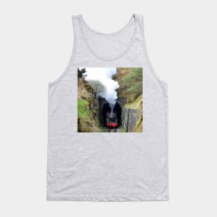 Steam Locomotive Leaving a Mountain Tunnel Tank Top